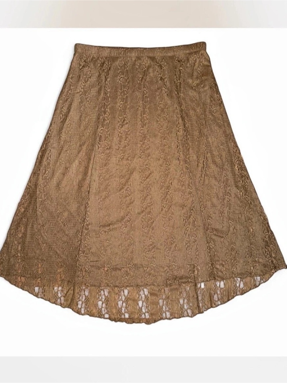Reba Lace A-Line Skirt in Brown Size Large Like New
